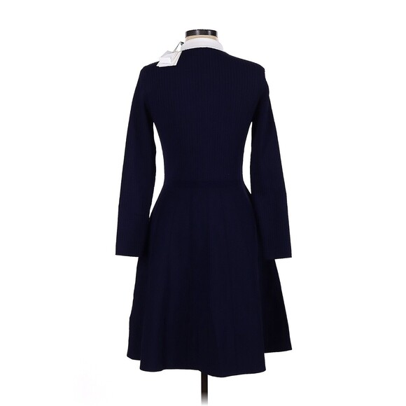 SANDRO Navy White Polo Collar Knitted A Line Fit & Flare Dress - FR 42 / US 10 - Picture 2 of 2